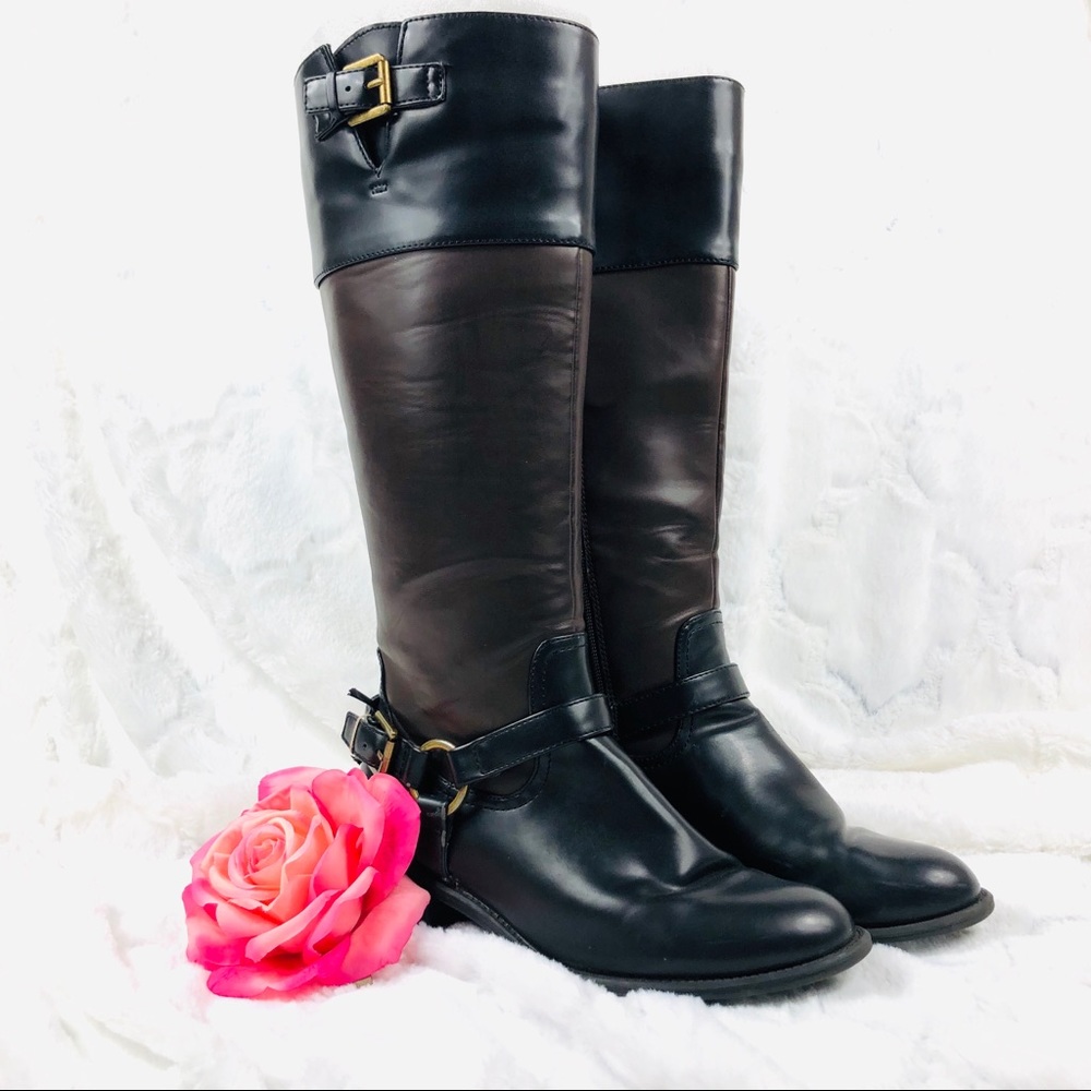Chaps Brown And Black Rider Boots with a Buckle 7B - Picture 14 of 14